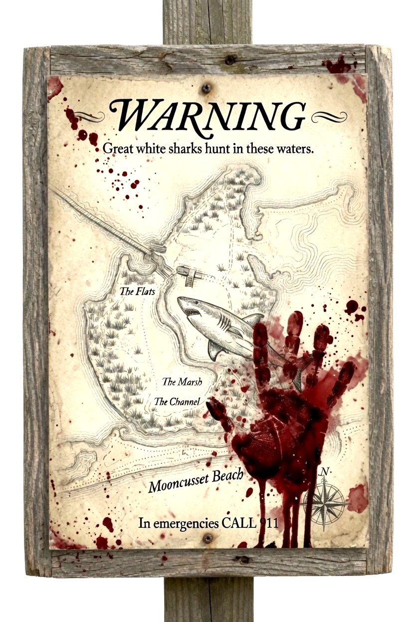 Warning: great white sharks hunt in these waters